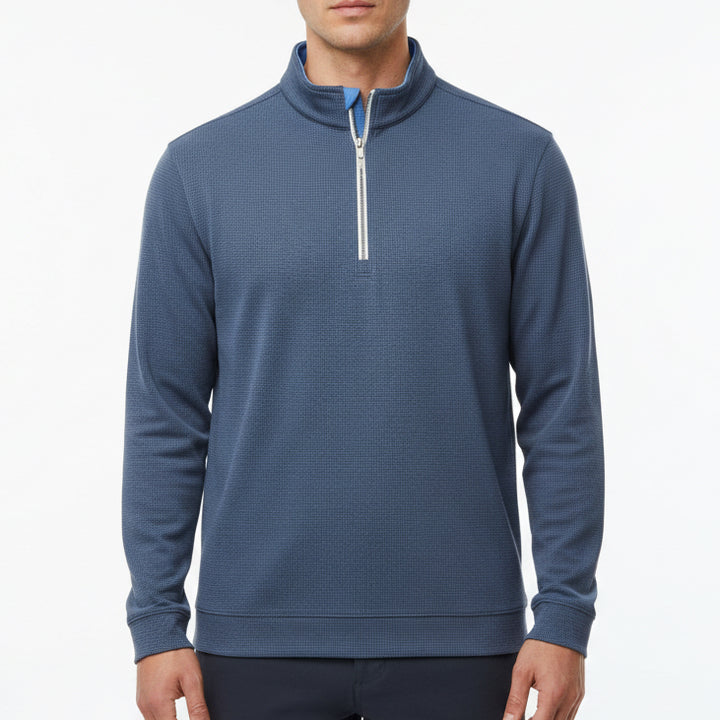 Straight Down Men's Golf Quarter Zip Warren New Indigo/Cobalt Size L
