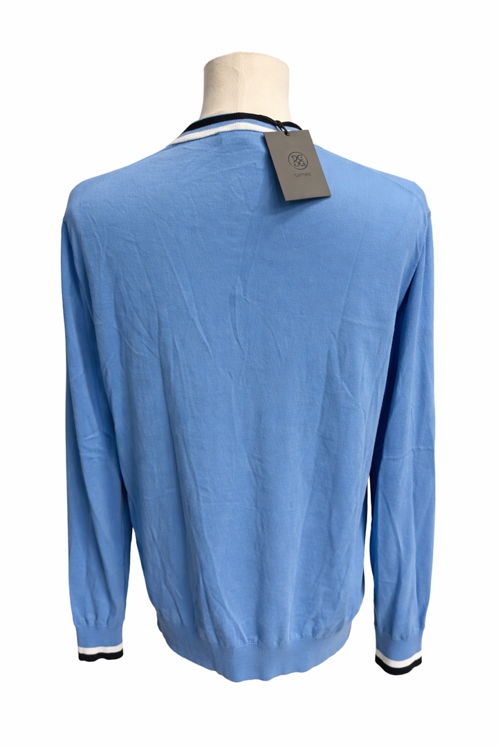 G/FORE Men's Contrast Collar Blue Golf Sweater - Medium - Skorzie