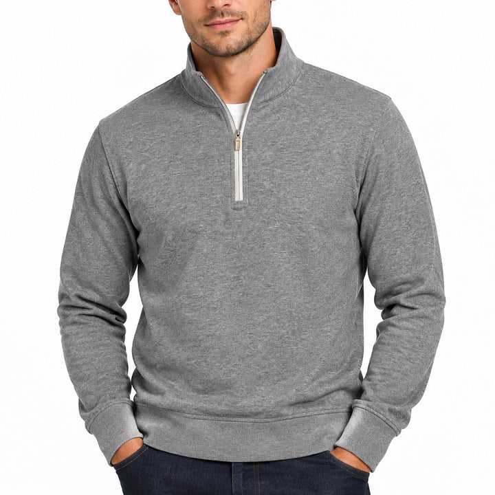 Collars & Co Men's Cotton Blend Quarter Zip Heather Black Size L