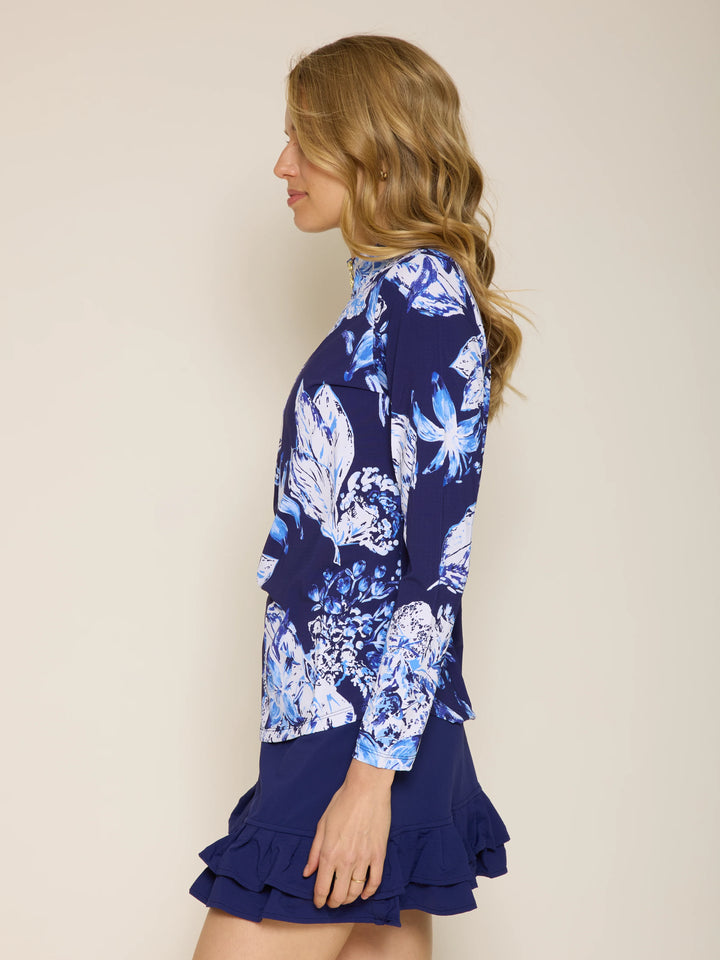 G-Lifestyle Quarter Zip Sun Protection Top - Blue Lily - Skorzie