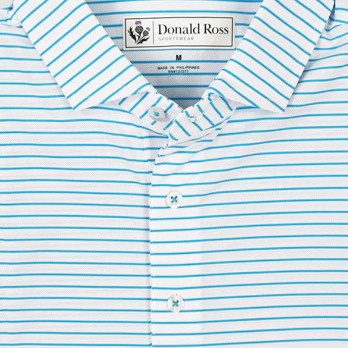 Donald Ross Mens Mateo Short Sleeve Polo - White/Neptune
