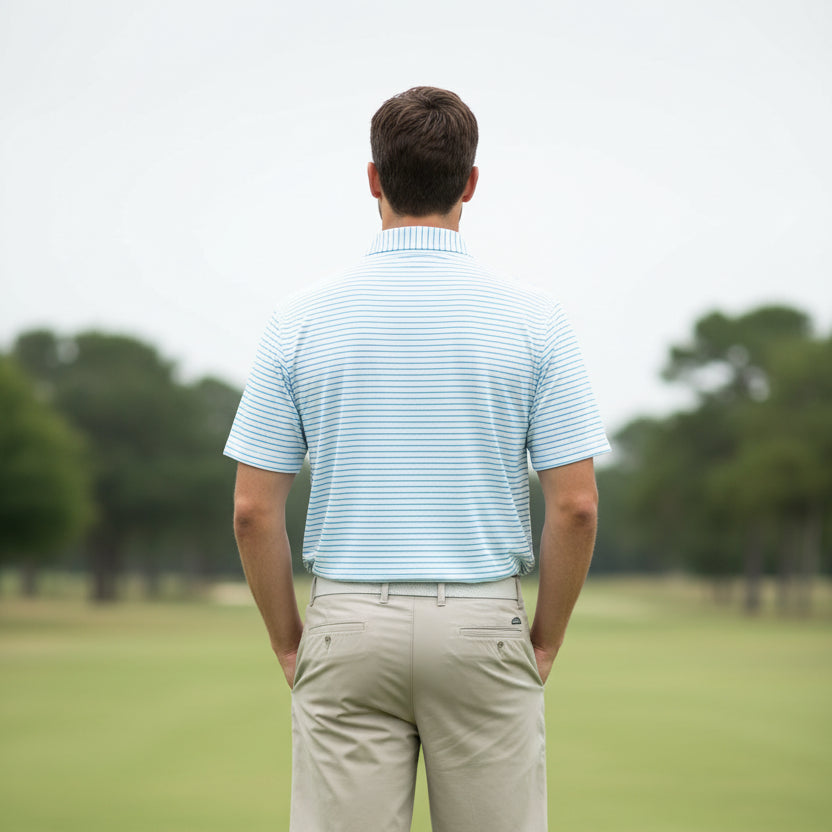 Donald Ross Mens Mateo Short Sleeve Polo - White/Neptune