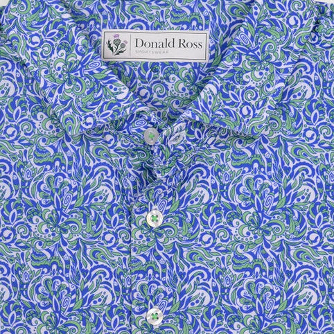 Donald Ross Mens Boca Short Sleeve Polo - White/Bermuda/Cobalt