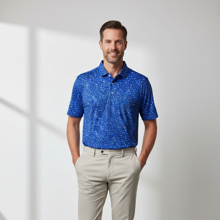 Donald Ross Mens Safari Print Short Sleeve Polo (w/logo) - Athens