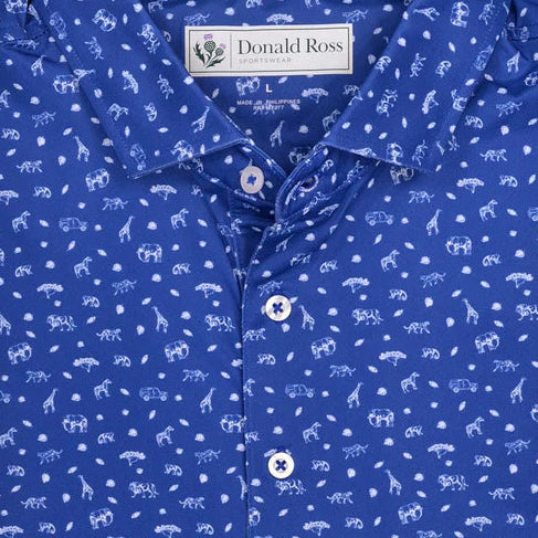 Donald Ross Mens Safari Print Short Sleeve Polo (w/logo) - Athens