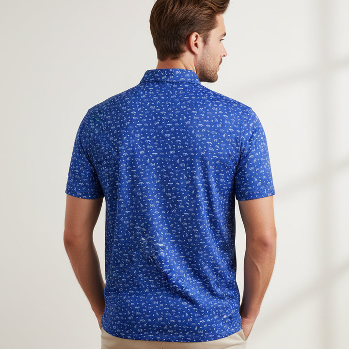 Donald Ross Mens Safari Print Short Sleeve Polo (w/logo) - Athens
