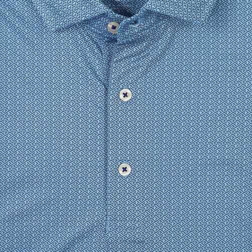 Donald Ross Mens Wayland Short Sleeve Polo (w/logo) - Denim/Neptune