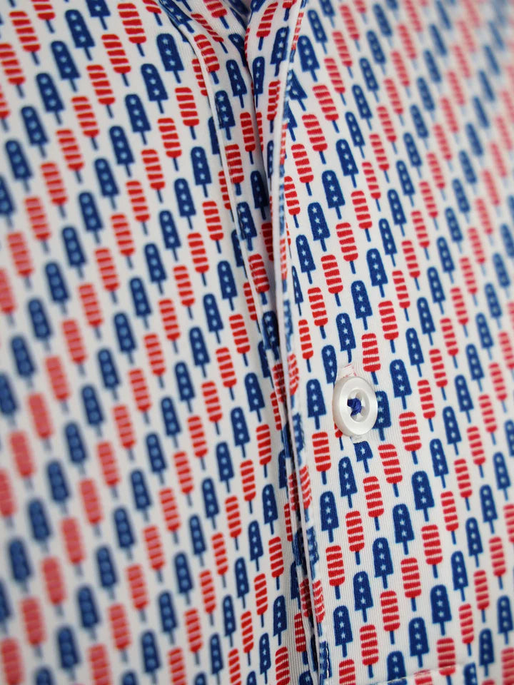 Donald Ross Mens Patriotic Popsicle Short Sleeve Polo (w/logo) - American Flag