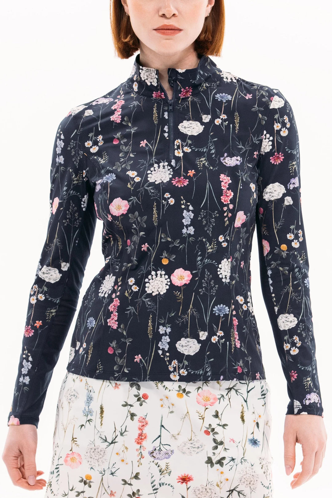 Foray Golf Printed Sun Shirt - Navy Floral - Skorzie