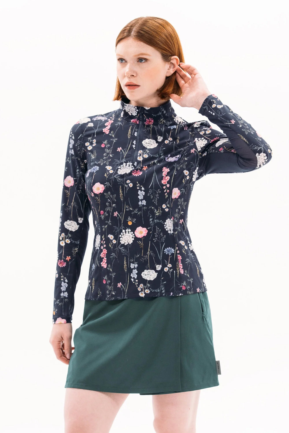 Foray Golf Printed Sun Shirt - Navy Floral - Skorzie