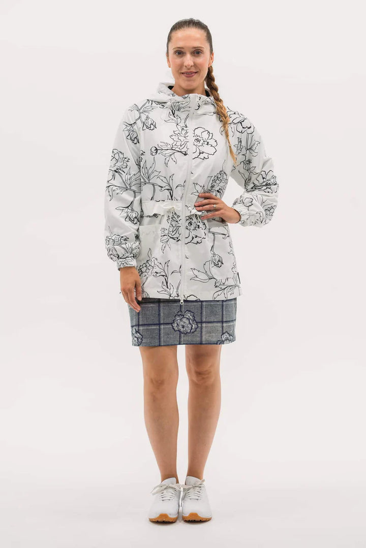 Foray Golf Printed Windbreaker Shell Jacket - White Floral - Skorzie