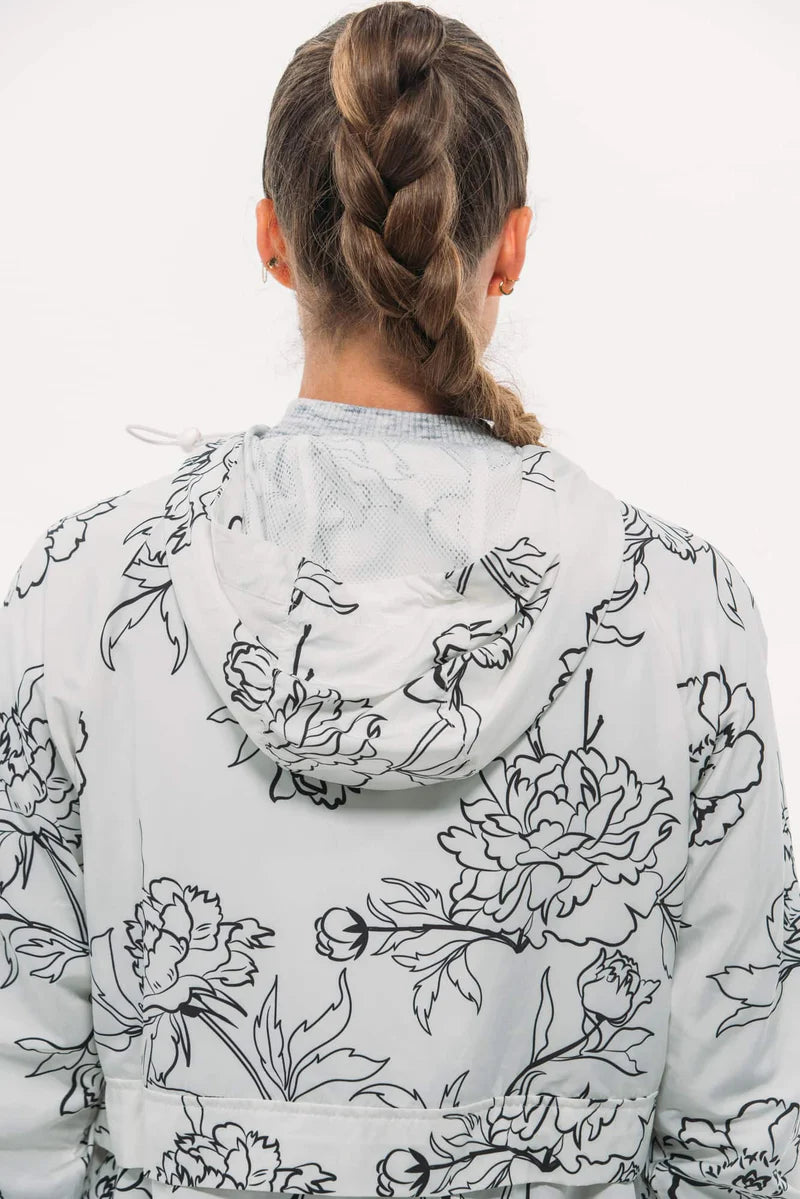 Foray Golf Printed Windbreaker Shell Jacket - White Floral - Skorzie
