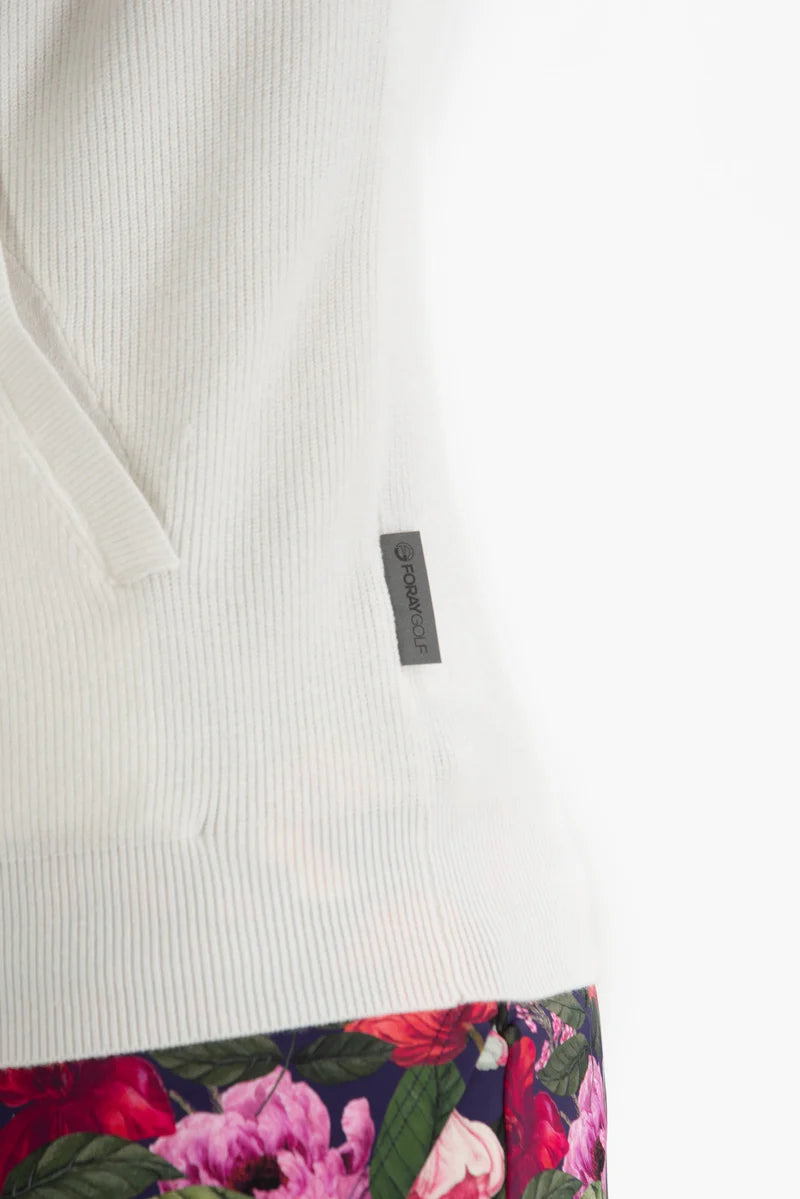 Foray Golf Sweater Knit Hoodie - White - Skorzie