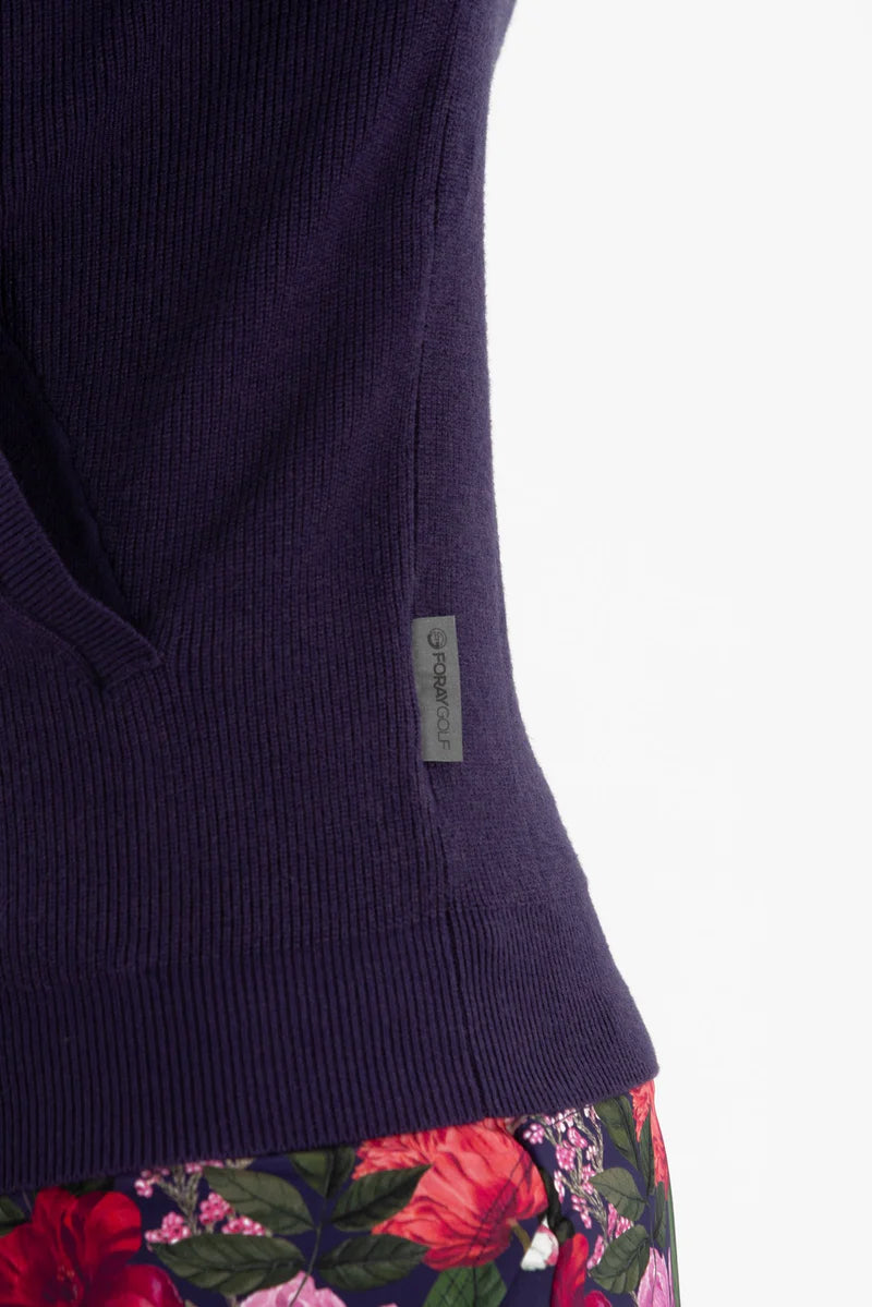 Foray Golf Sweater Knit Hoodie - Plum - Skorzie