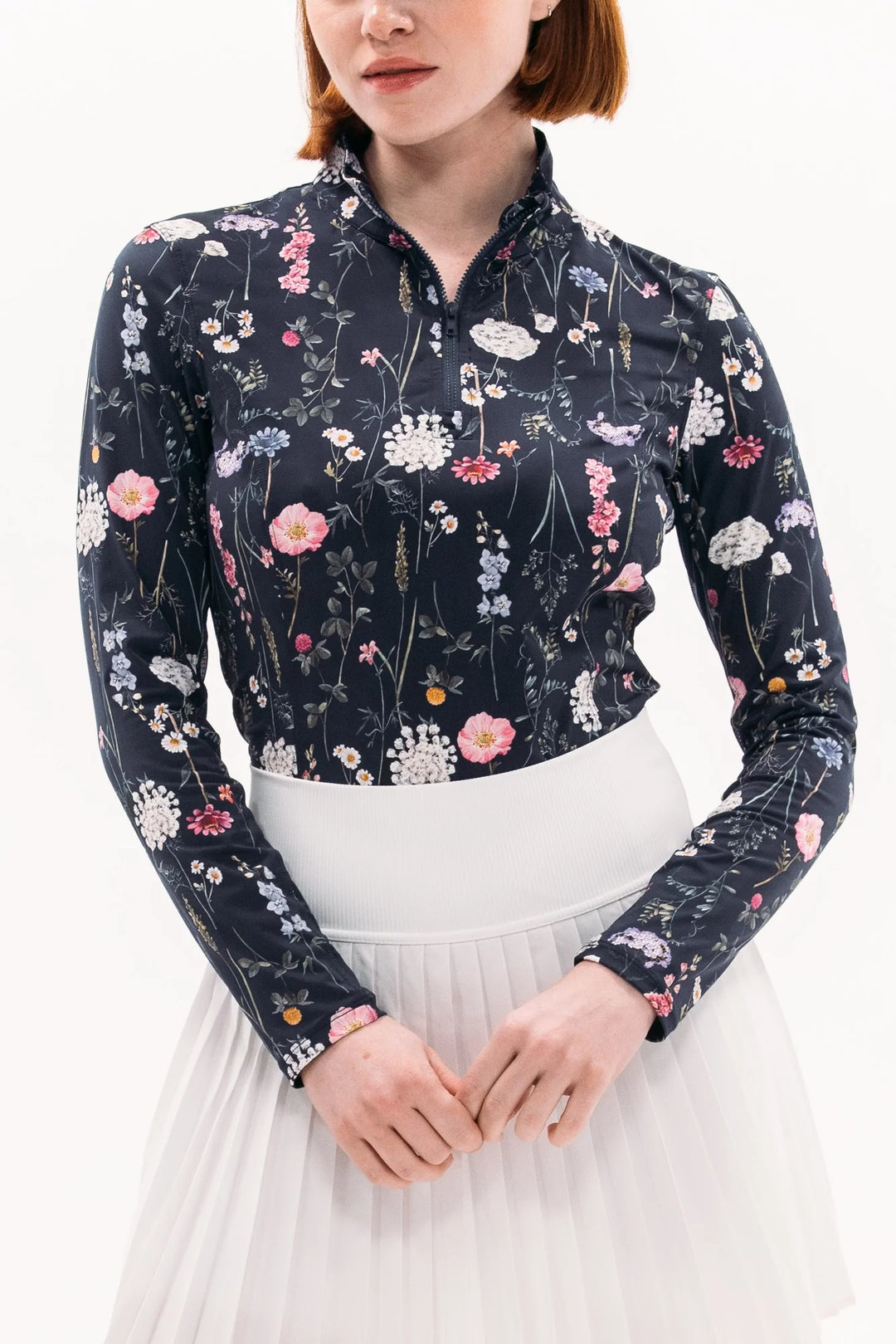 Foray Golf Printed Sun Shirt - Navy Floral - Skorzie