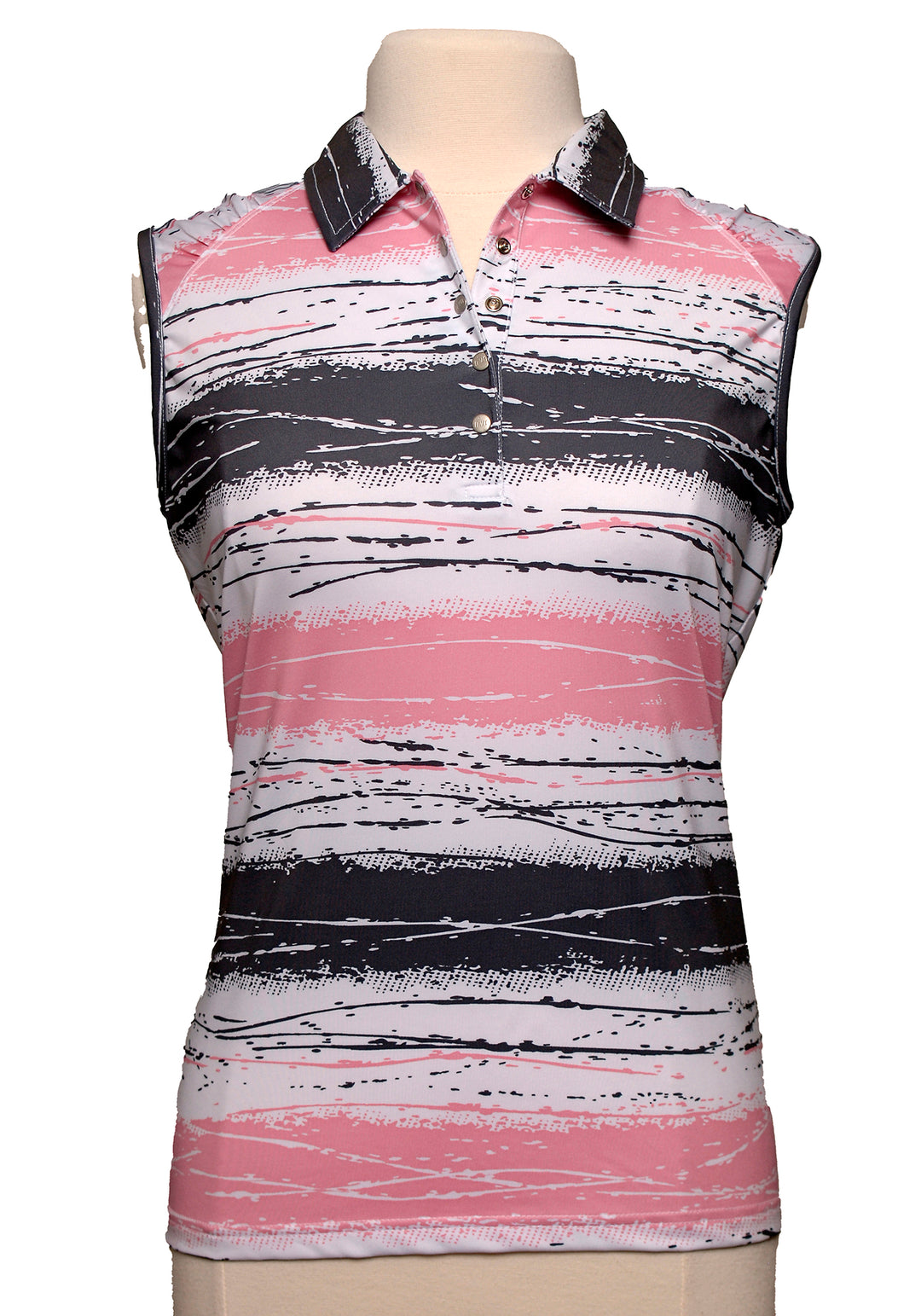 Nivo Sleeveless Golf Polo Top - Pink/Gray - Size Medium - Skorzie