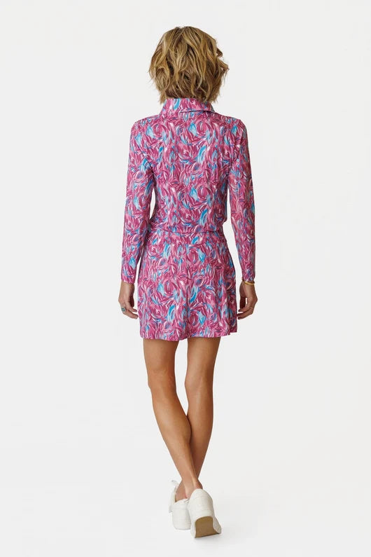 Amy Sport Aurora Zip Front Skort (16') - Sunset Bloom