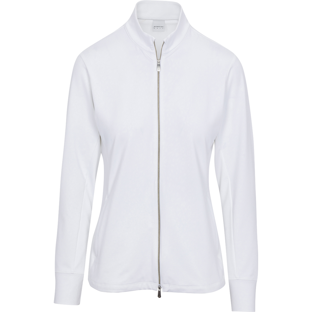 Dunning Golf Fallow Embossed Jersey Full-Zip Performance Jacket - White - Skorzie