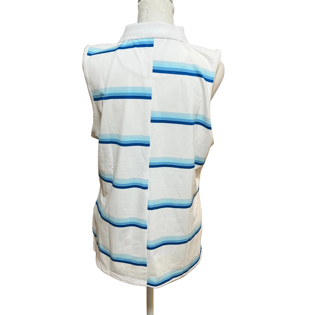 G/FORE Stripe Tech Pique Sleeveless Polo - Snow/Blue - Skorzie