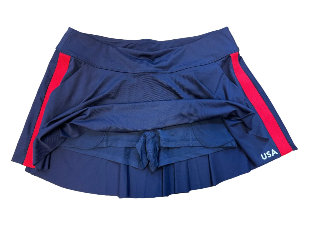 Dunning Solheim Cup Circle Skort Ventilated Mesh with Stripe (14") - Night Sky