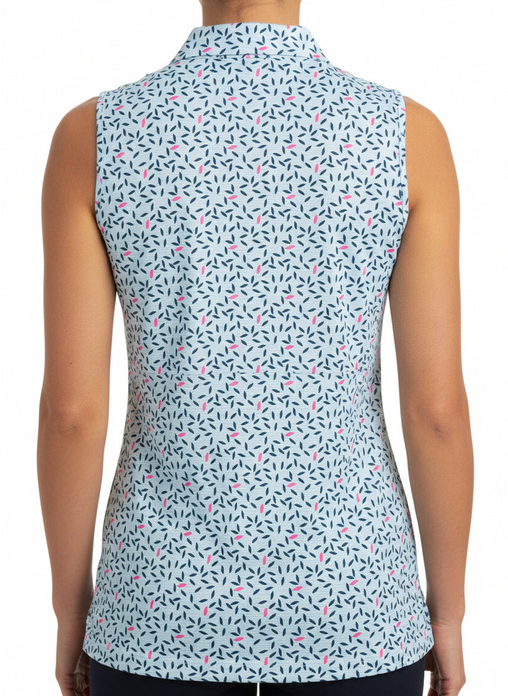 Adidas Women's S/L Golf Polo Ultimate365 Printed Climacool Crystal Sky Size L