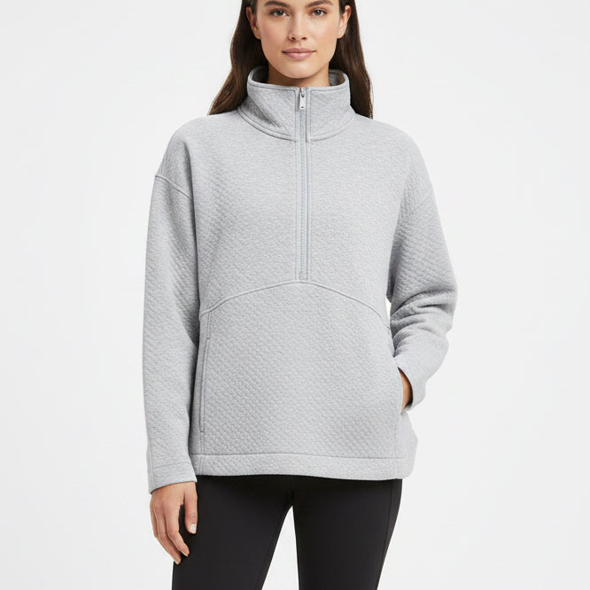 Marine Layer Women's Pullover Corbet Quilted Half Zip Soft Chambray