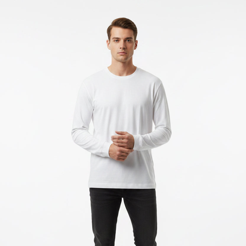 G/FORE Men's L/S Tee Wicking Cotton OPS White Size M