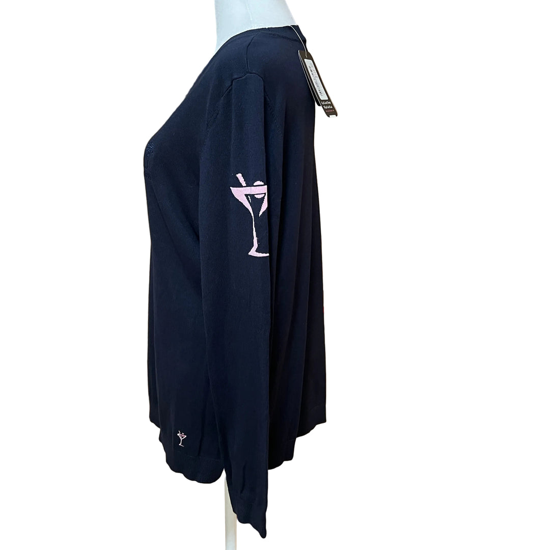 Golftini Martini Crewneck Sweater (w/logo) - Navy - X-Large - Skorzie