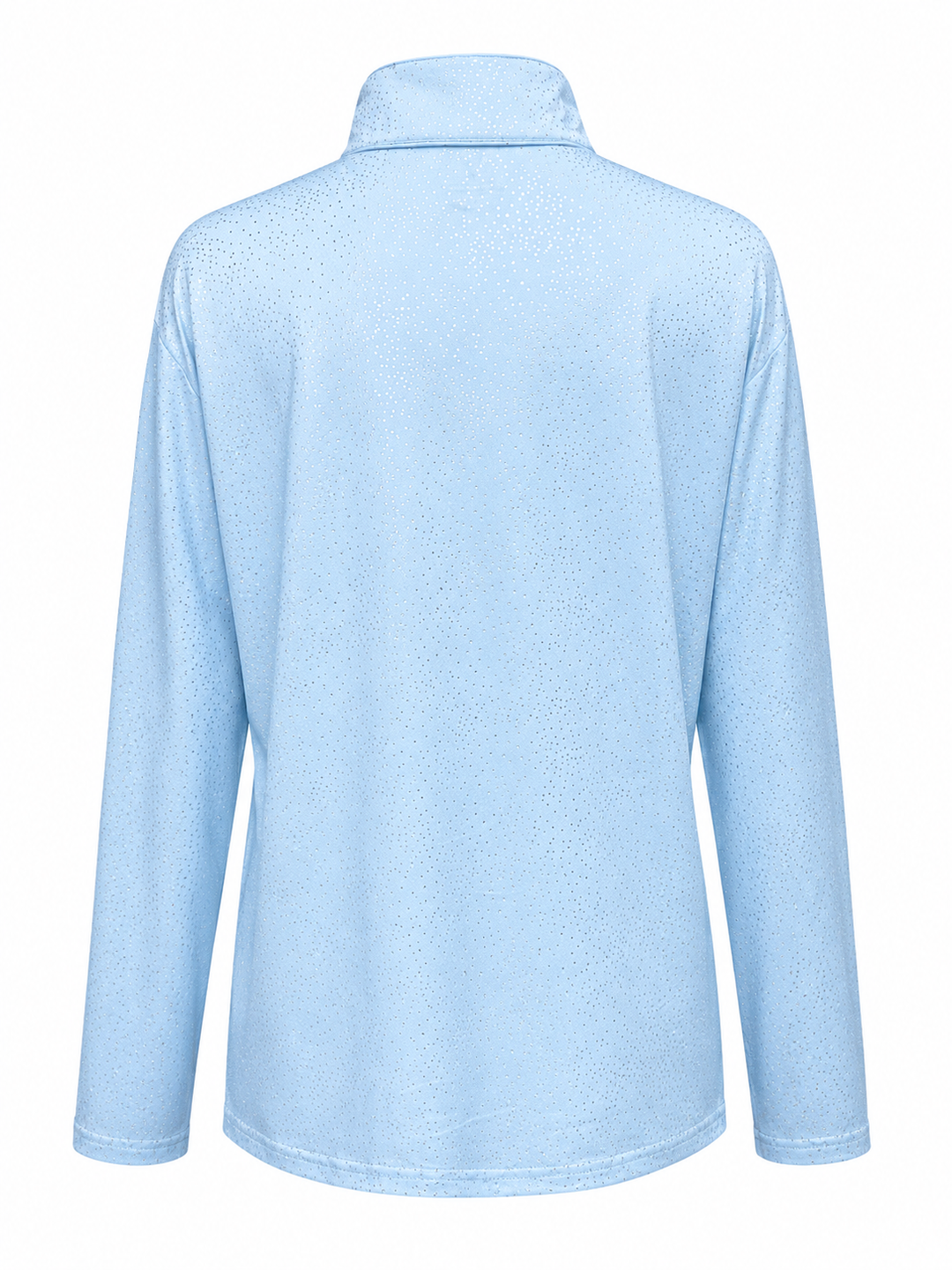 SanSoleil Confetti Long Sleeve Foil Print Mock - Blue/Metallic Silver