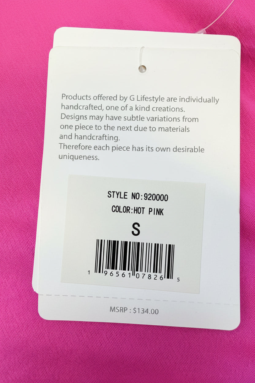 G-Lifestyle Button Ruffle Sleeveless Golf Dress - Hot Pink - Small