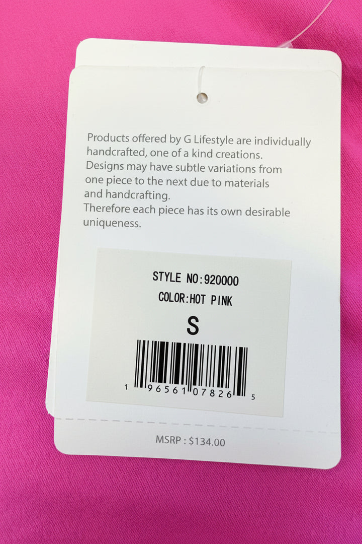 G-Lifestyle Button Ruffle Sleeveless Golf Dress - Hot Pink - Small