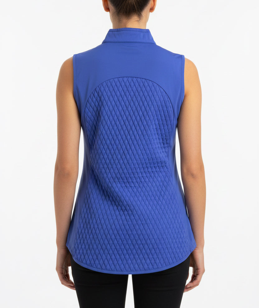 Peter Millar Women's Golf Vest Fuse Mini Diamond Quilt (w/ logo) Pacific Blue Size M