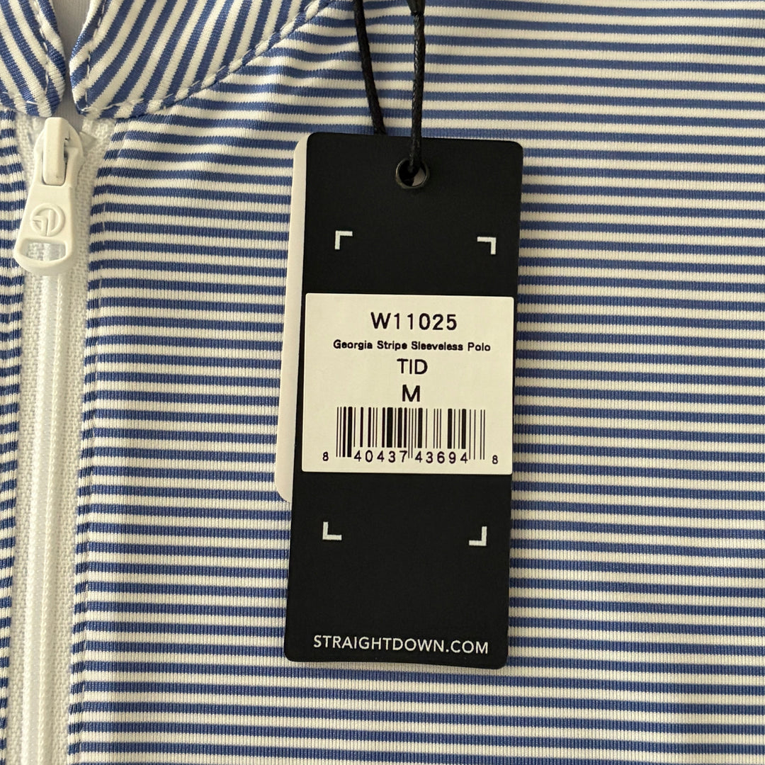 Straight Down Women's Golf Polo Georgia Stripe S/L Tidal Size M