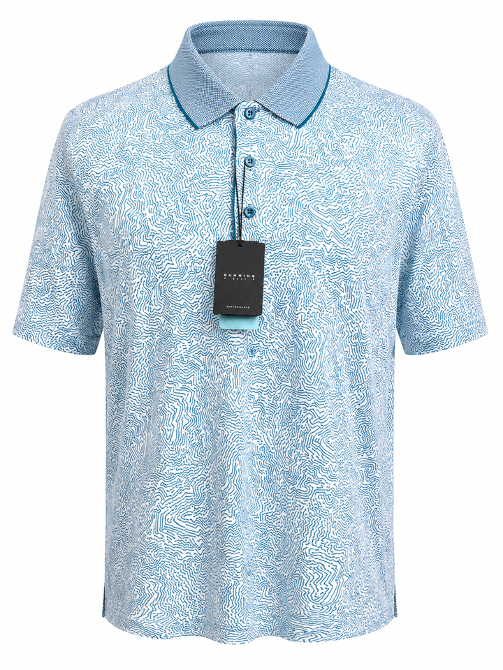 Dunning Golf Performance Polo (w/ logo) - Laguna/White - XXL