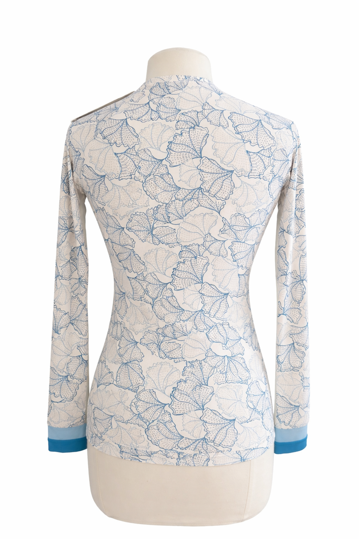 Kastel Denmark Long Sleeve Crewneck - Chambray Blue Poppies - X-Small - Skorzie