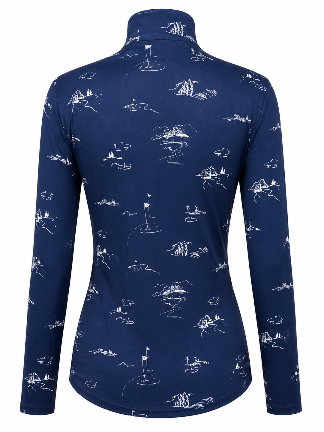 SanSoleil SolCool Print Long Sleeve Mock - Back 9 Navy - Small