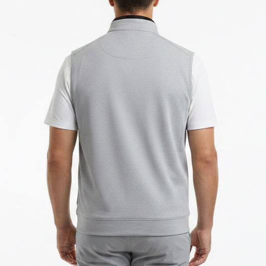 G/FORE Men's Golf Vest Brushed Back Tech Terry 1/4 Zip Nimbus Melange Size M