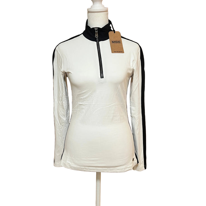 MDC Meryl Zip Long Sleeve - White/Black - Size 34 - Skorzie