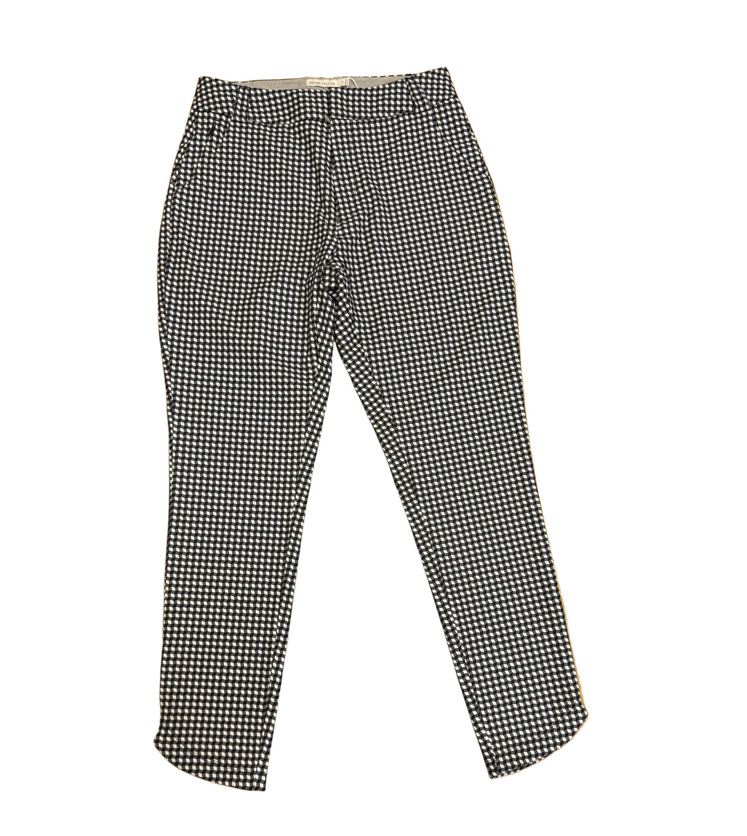 Peter Millar Surge Gingham Print Performance Ankle Golf Pants - Black/White - Skorzie