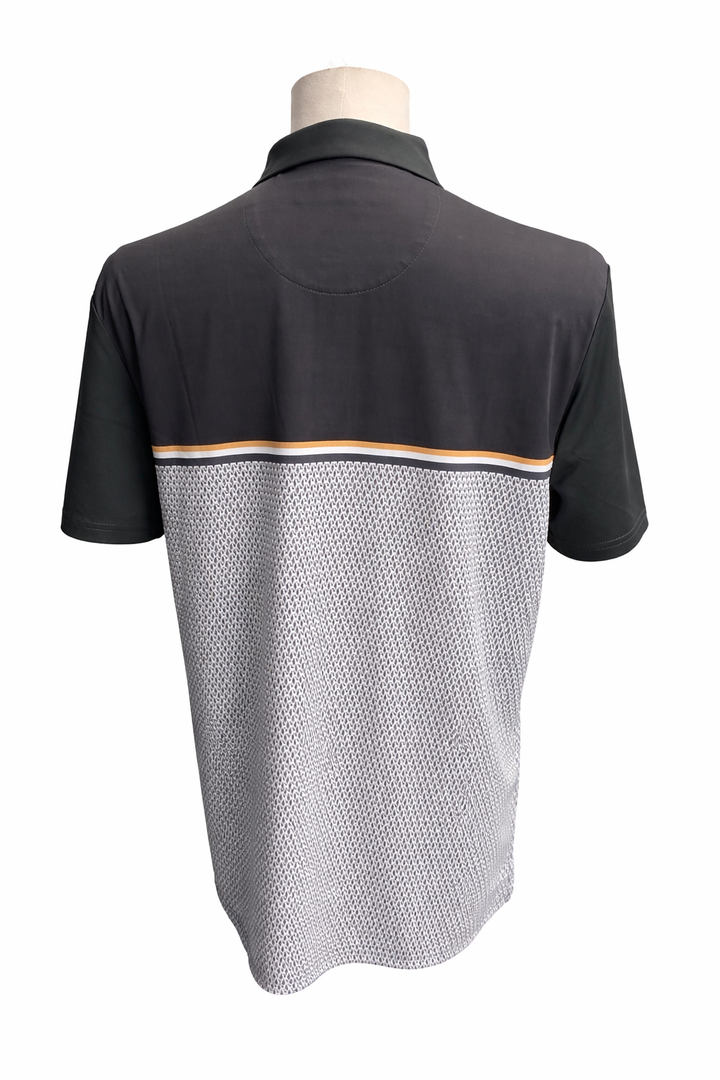 Penguin Color Block "P" Print Golf Polo - Asphalt - Medium - Skorzie