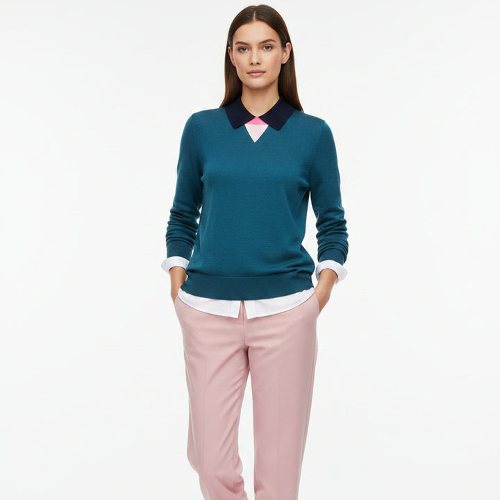 G/FORE Women's Sweater Polo Color Block Teal Size S