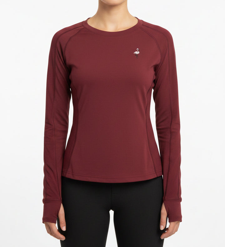 Fore All Women's Golf Top Marie Long Sleeve Merlot Size S