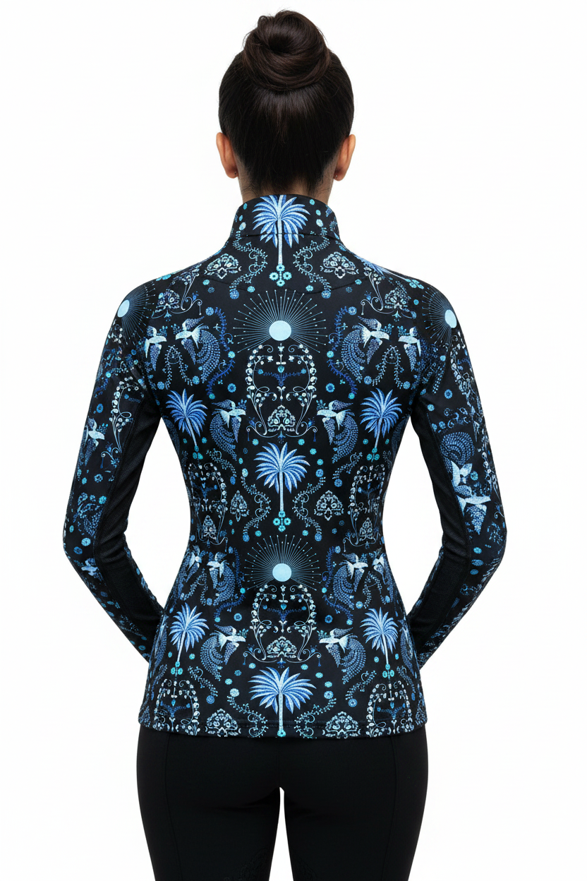 Kastel Denmark Long Sleeve 1/4 Zip Sun Shirt - Birds & Palms - Skorzie