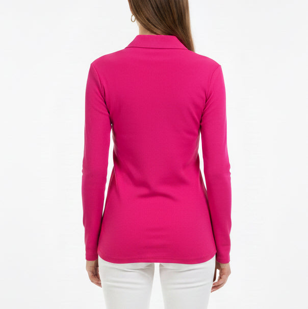 Foray Golf Women's L/S Polo Rib V-Neck Rave Size L