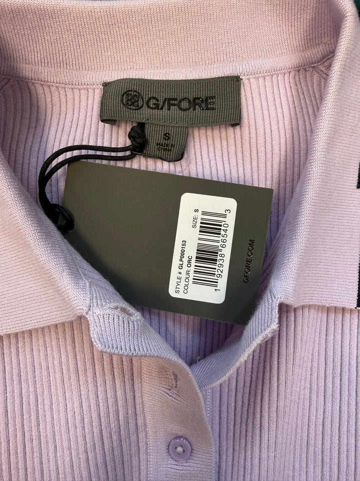 G/FORE Ribbed Long Sleeve Sweater Polo - Orchid - Small