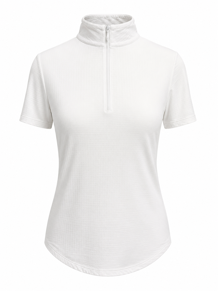 IBKUL Short Sleeve Quarter Zip - White - Small