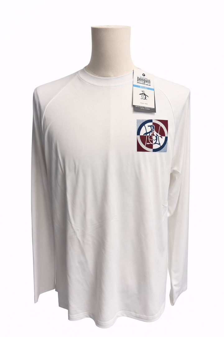 Penguin Long Sleeve Graphic Tennis Shirt - White - Medium - Skorzie