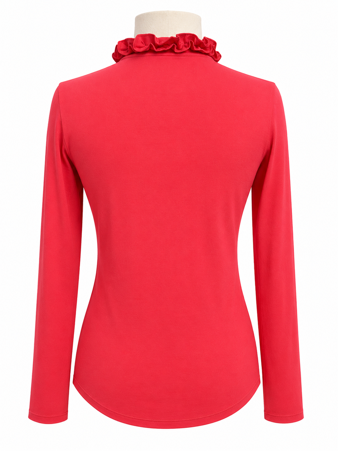 G-Lifestyle Ruffle V Neck Top - Coral - Small