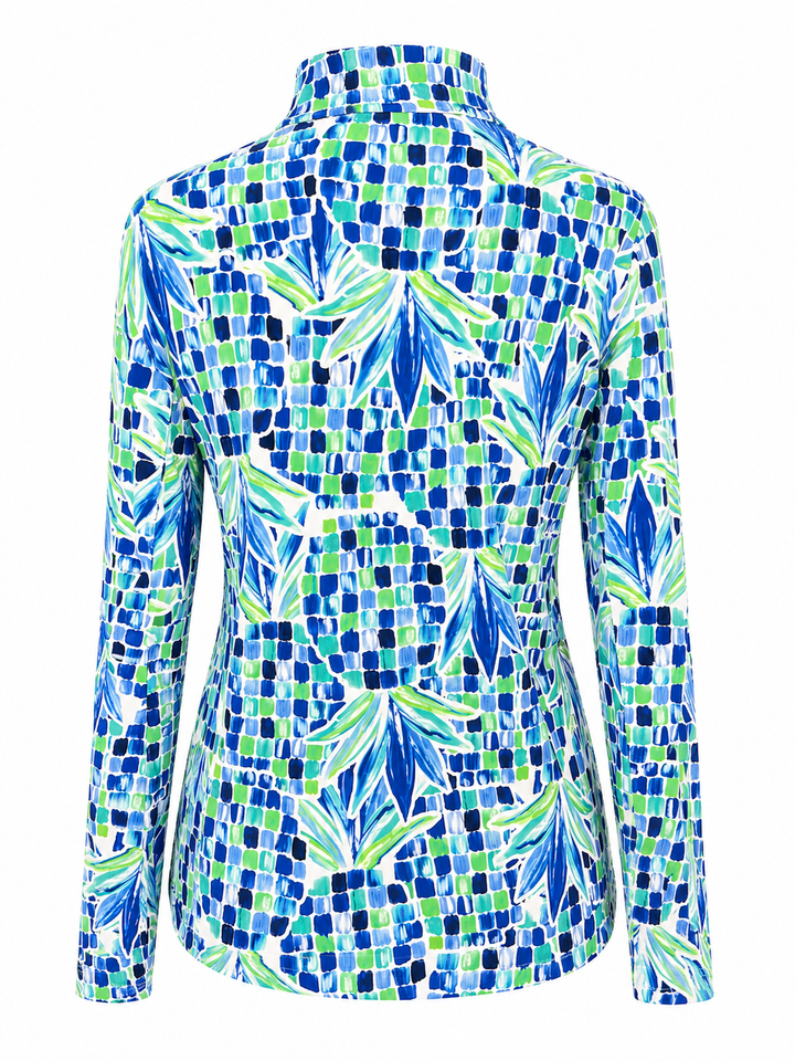 G-Lifestyle Long Sleeve Quarter Zip Top - Blue Pineapple