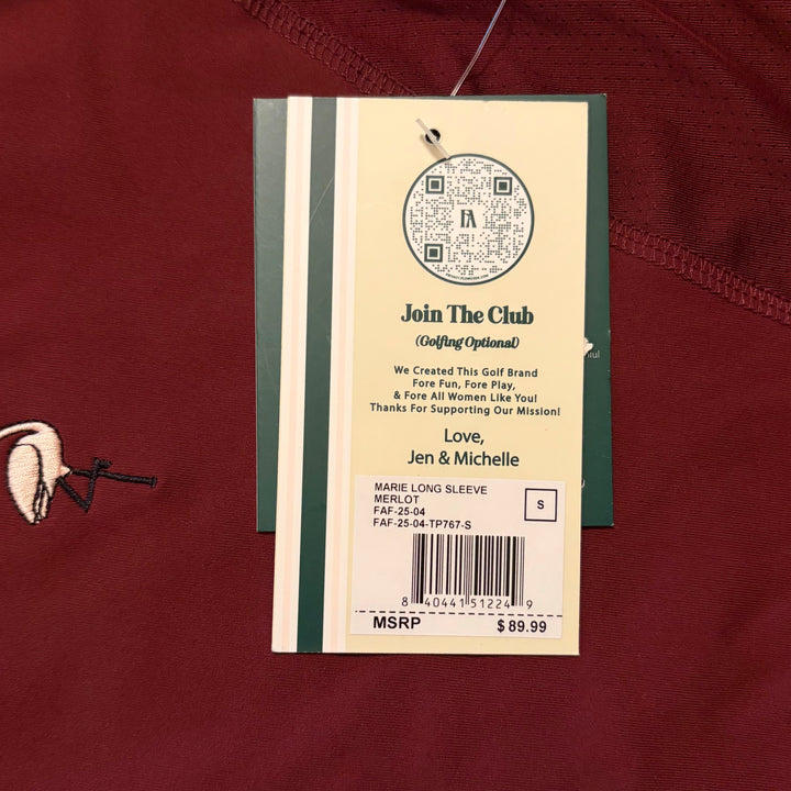 Fore All Women's Golf Top Marie Long Sleeve Merlot Size S